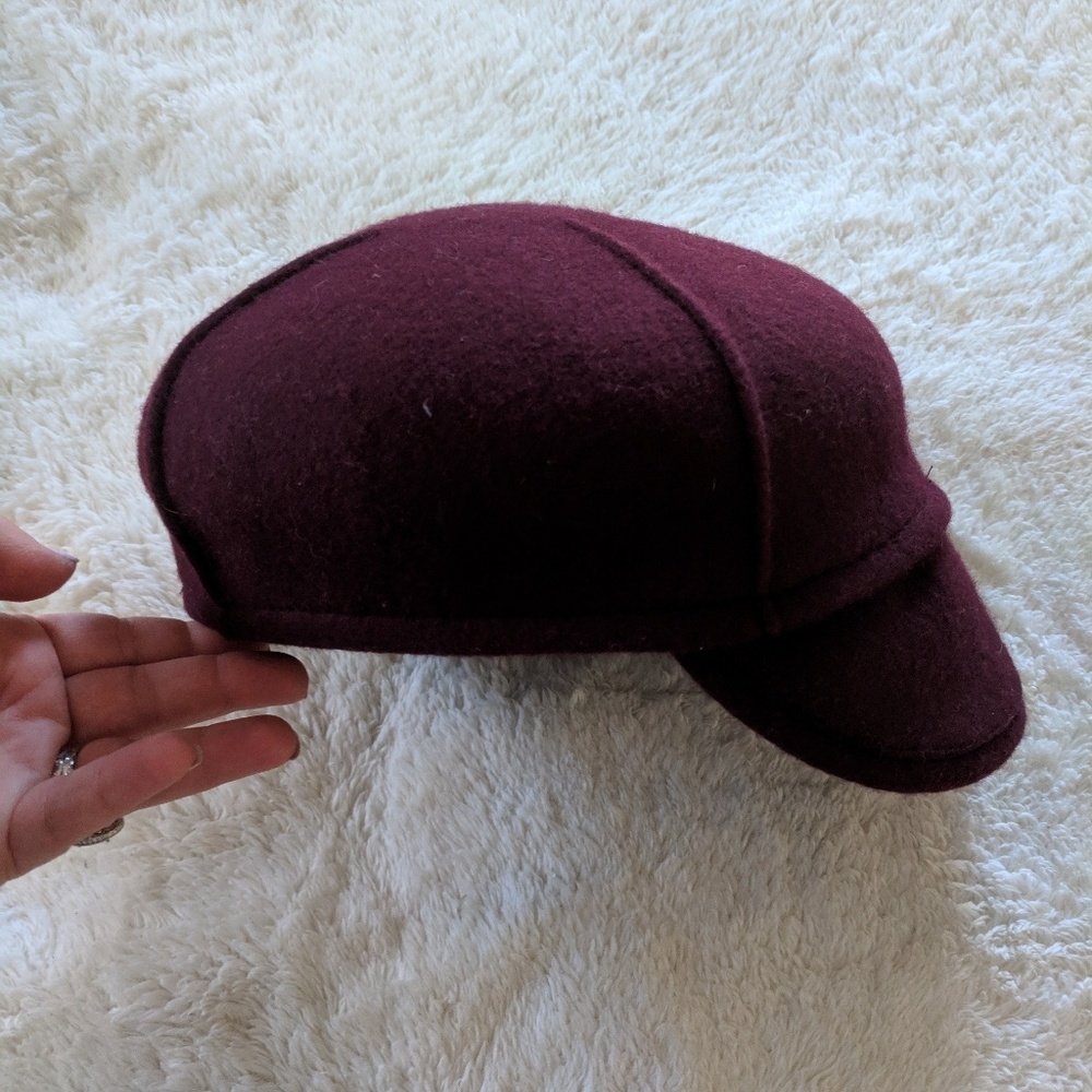 🌟last day:Tarnish Maroon Wool Felt Newsboy Hat - Picture 5 of 7